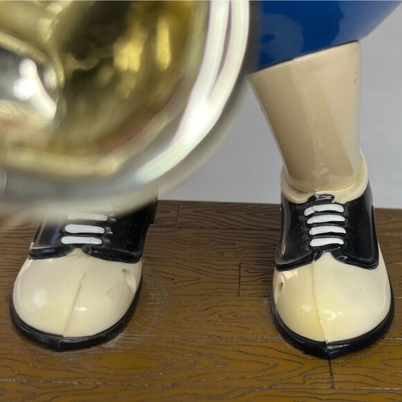 M&M Candy Dispenser Blue Peanut with Saxophone Collectible Holder - Picture 10 of 10